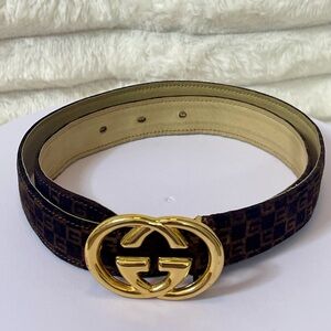 Vintage Brown and Gold Gucci Belt Size:75